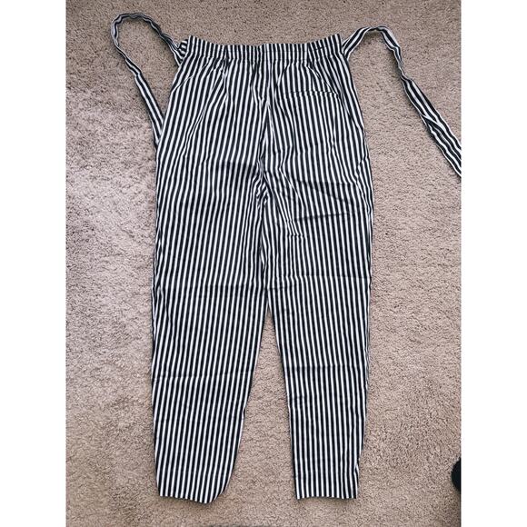 Zara Striped Paperbag Pants XS Black Belted Preppy Career Minimal Coastal Fall - Picture 4 of 6